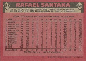 1986 Topps #587 Rafael Santana Back