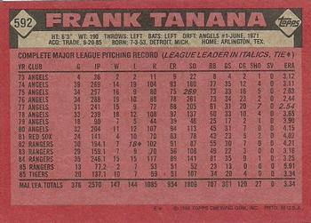 1986 Topps #592 Frank Tanana Back