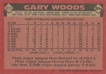 1986 Topps #611 Gary Woods Back