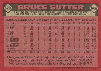 1986 Topps #620 Bruce Sutter Back
