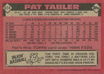 1986 Topps #674 Pat Tabler Back