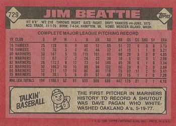 1986 Topps #729 Jim Beattie Back