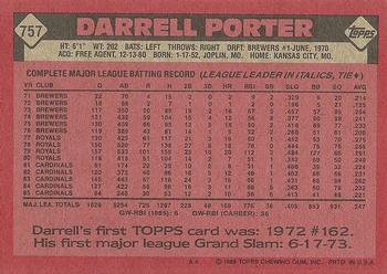 1986 Topps #757 Darrell Porter Back