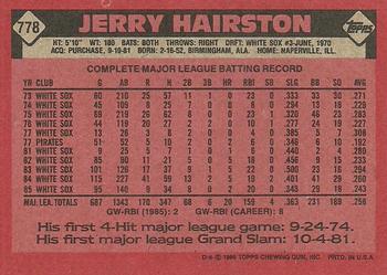 1986 Topps #778 Jerry Hairston Back