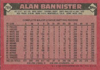 1986 Topps #784 Alan Bannister Back