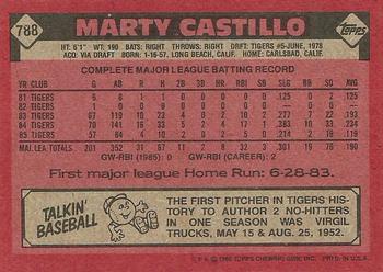 1986 Topps #788 Marty Castillo Back