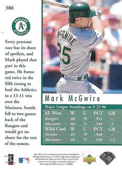 1997 Upper Deck #386 Mark McGwire Back