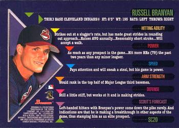 1998 Bowman - Scout's Choice #SC20 Russell Branyan Back