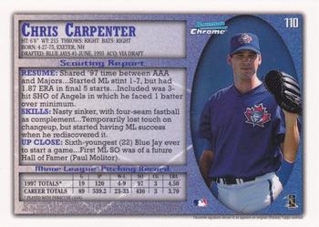 1998 Bowman Chrome - International #110 Chris Carpenter Back