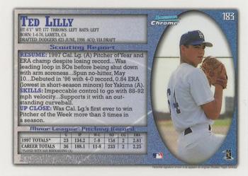 1998 Bowman Chrome - International #183 Ted Lilly Back