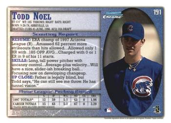 1998 Bowman Chrome - International #191 Todd Noel Back