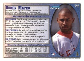 1998 Bowman Chrome - International #396 Ruben Mateo Back