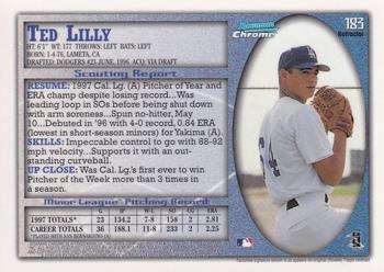 1998 Bowman Chrome - International Refractors #183 Ted Lilly Back