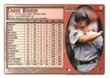 1998 Bowman Chrome - Refractors #37 Craig Biggio Back