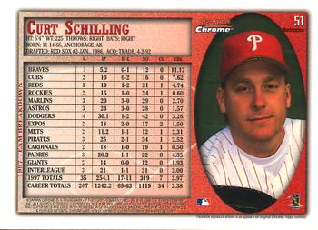 1998 Bowman Chrome - Refractors #51 Curt Schilling Back