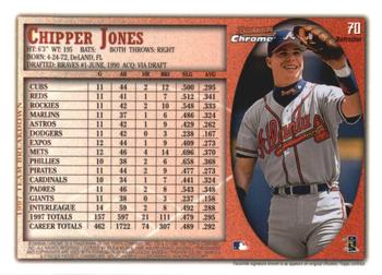 1998 Bowman Chrome - Refractors #70 Chipper Jones Back