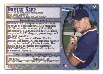 1998 Bowman Chrome - Refractors #321 Damian Sapp Back