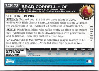 2010 Bowman Chrome - Prospects Purple Refractors #BCP172 Brad Correll Back