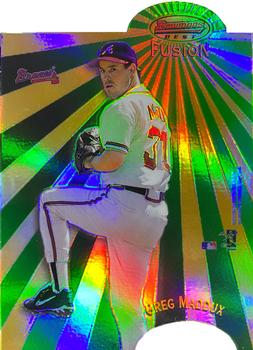 1998 Bowman's Best - Mirror Image Fusion Refractor #MI19 Greg Maddux / Kerry Wood Front