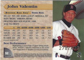 1998 Bowman's Best - Refractors #52 John Valentin Back