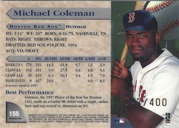 1998 Bowman's Best - Refractors #155 Michael Coleman Back