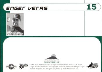 1999 Multi-Ad Appalachian League Top Prospects #15 Enger Veras Back