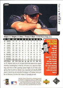 1998 Collector's Choice - Series Two Blaster Jumbo 5x7 #360 Larry Walker Back