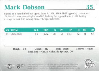 1999 Multi-Ad Fort Wayne Wizards #NNO Mark Dobson Back