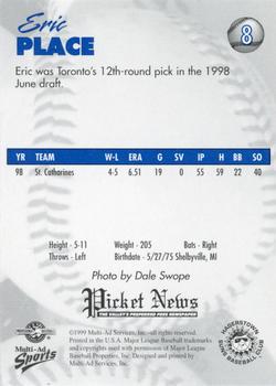1999 Multi-Ad Hagerstown Suns #8 Eric Place Back