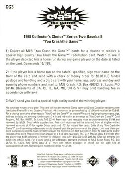 1998 Collector's Choice - You Crash the Game #CG3 Larry Walker  Back