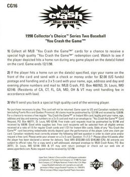 1998 Collector's Choice - You Crash the Game #CG16 Ken Caminiti Back
