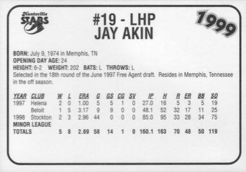 1999 Huntsville Stars #NNO Jay Akin Back