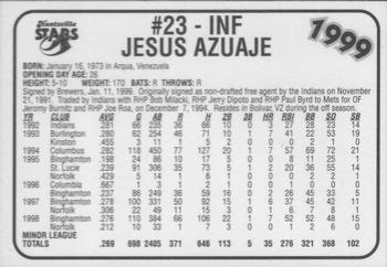 1999 Huntsville Stars #NNO Jesus Azuaje Back