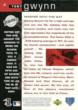 1998 Collector's Choice - Series One Blaster Jumbo 5x7 #6 Tony Gwynn Back