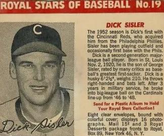 1950-52 Royal Stars of Baseball #19 Dick Sisler Front