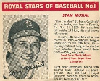 1950-52 Royal Stars of Baseball #1 Stan Musial Front