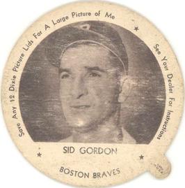 1953 Dixie Lids #NNO Sid Gordon Front
