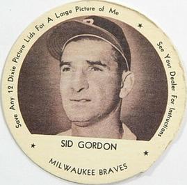 1953 Dixie Lids #NNO Sid Gordon Front