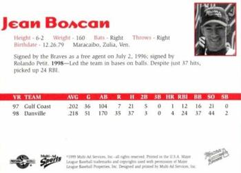 1999 Multi-Ad Macon Braves #NNO Jean Boscan Back