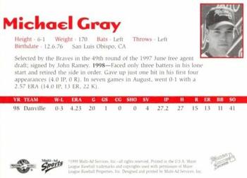 1999 Multi-Ad Macon Braves #NNO Michael Gray Back