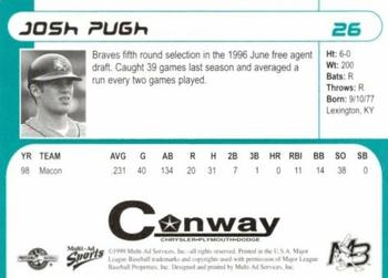 1999 Multi-Ad Myrtle Beach Pelicans #26 Josh Pugh Back