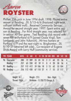 1999 Multi-Ad Reading Phillies Update #22 Aaron Royster Back
