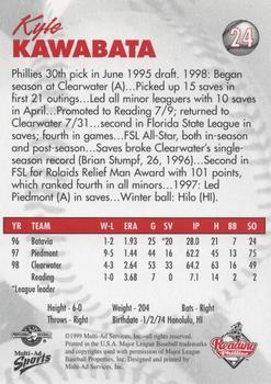 1999 Multi-Ad Reading Phillies Update #24 Kyle Kawabata Back