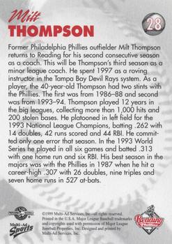 1999 Multi-Ad Reading Phillies Update #28 Milt Thompson Back