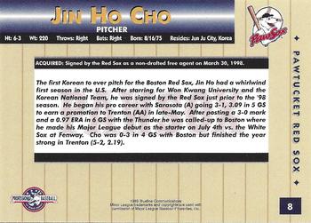 1999 Blueline Pawtucket Red Sox #8 Jin Ho Cho Back