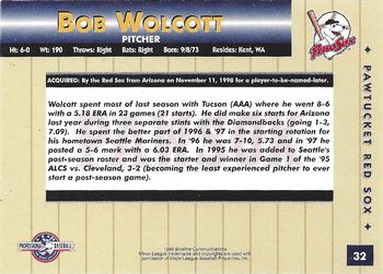 1999 Blueline Pawtucket Red Sox #32 Bob Wolcott Back