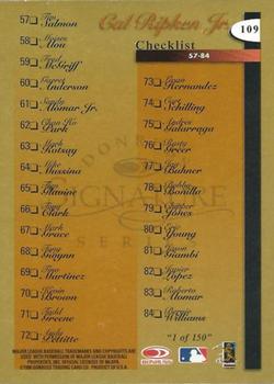 1998 Donruss Signature - Signature Proofs #109 Cal Ripken Jr. Back
