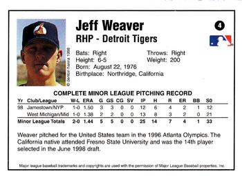 1998 Arizona Fall League Prospects #4 Jeff Weaver Back