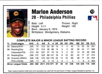 1998 Arizona Fall League Prospects #13 Marlon Anderson Back