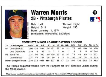1998 Arizona Fall League Prospects #17 Warren Morris Back